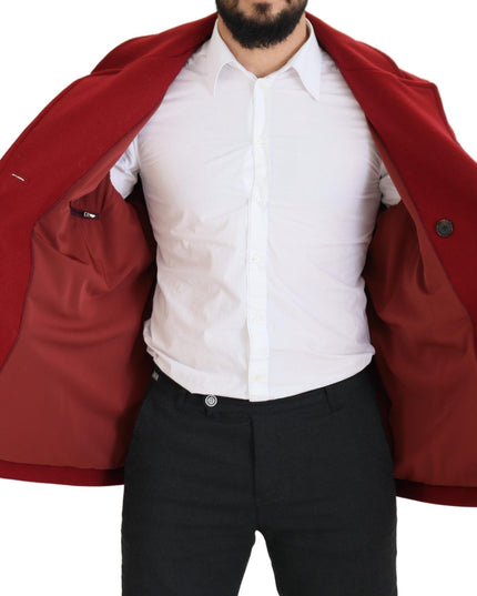 Dolce & Gabbana Red Wool Double Breasted Coat Jacket