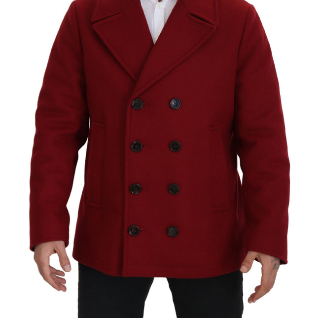 Dolce & Gabbana Red Wool Double Breasted Coat Jacket