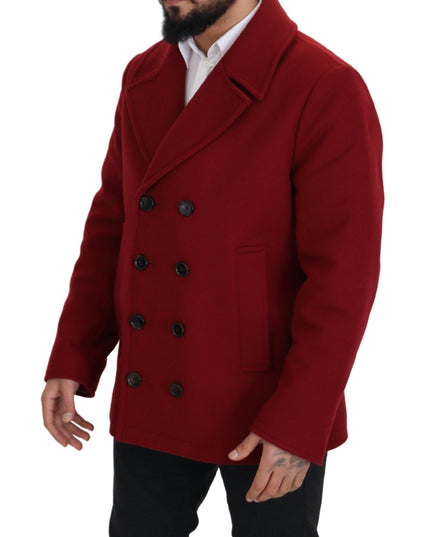 Dolce & Gabbana Red Wool Double Breasted Coat Jacket