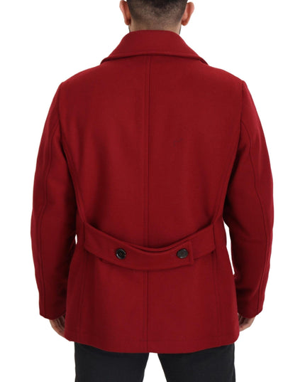 Dolce & Gabbana Red Wool Double Breasted Coat Jacket