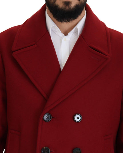 Dolce & Gabbana Red Wool Double Breasted Coat Jacket