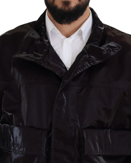 Dolce & Gabbana Bordeaux Nylon Collared Men Coat Jacket