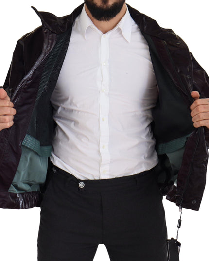 Dolce & Gabbana Bordeaux Nylon Collared Men Coat Jacket