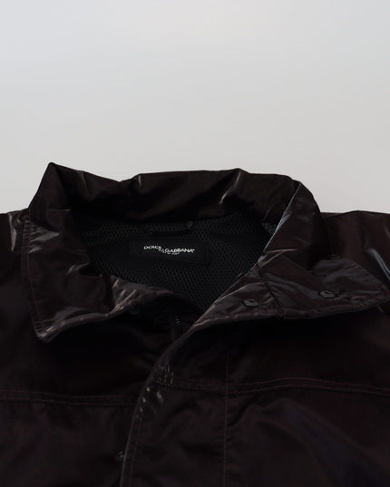 Dolce & Gabbana Bordeaux Nylon Collared Men Coat Jacket