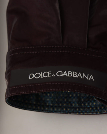 Dolce & Gabbana Bordeaux Nylon Collared Men Coat Jacket
