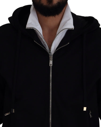 Dolce & Gabbana Black Polyester Hooded Full Zip Jacket