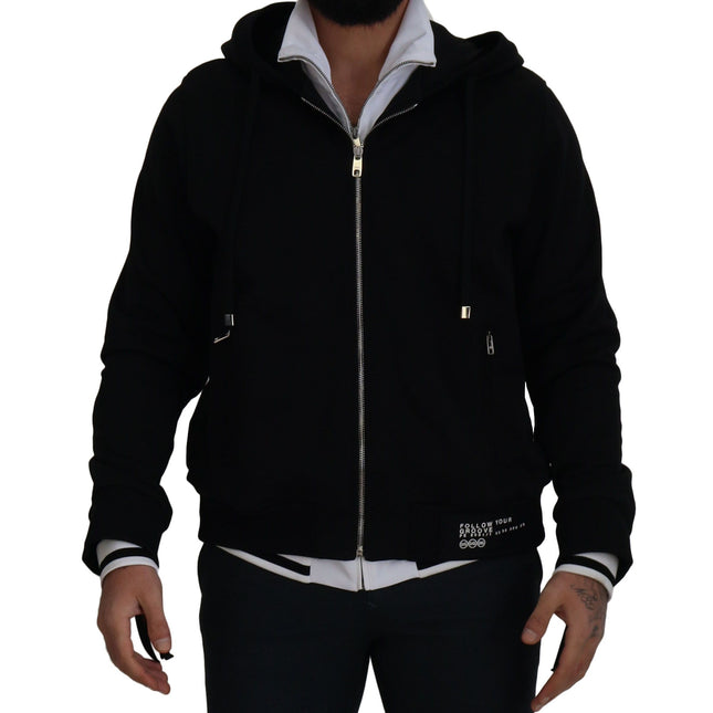 Dolce & Gabbana Black Polyester Hooded Full Zip Jacket