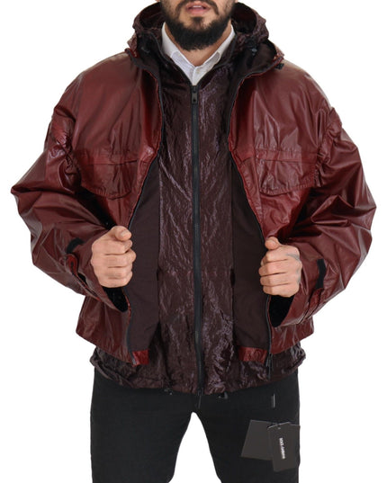 Dolce & Gabbana Bordeaux Cotton Hooded Full Zip Jacket