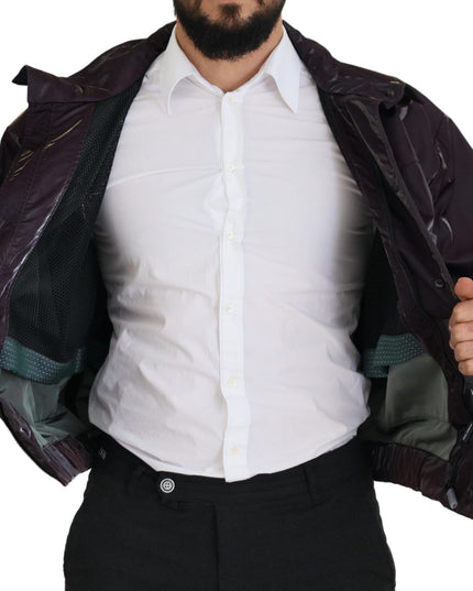 Dolce & Gabbana Purple Nylon Collared Biker Coat Jacket