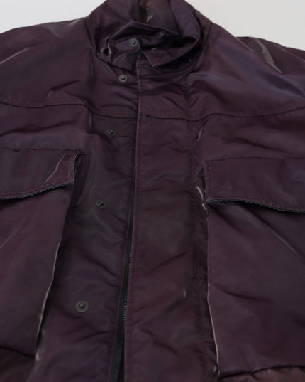 Dolce & Gabbana Purple Nylon Collared Biker Coat Jacket