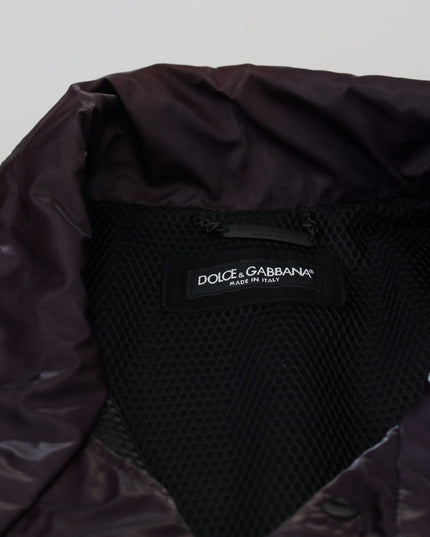Dolce & Gabbana Purple Nylon Collared Biker Coat Jacket
