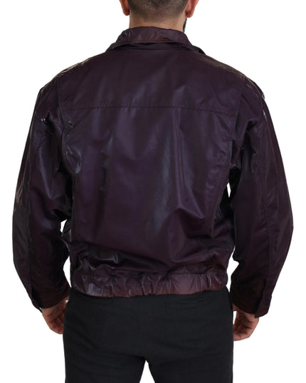 Dolce & Gabbana Purple Nylon Collared Biker Coat Jacket