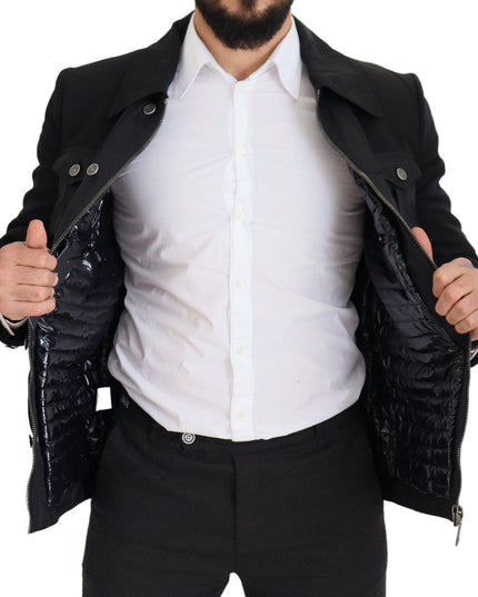 Dolce & Gabbana Black Wool Collared Full Zip Jacket