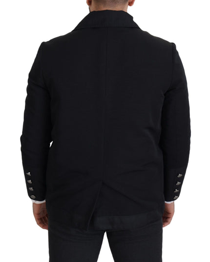 Dolce & Gabbana Black Wool Collared Full Zip Jacket