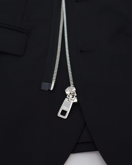 Dolce & Gabbana Black Wool Full Zip Long Sleeves Jacket