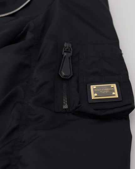 Dolce & Gabbana Black Wool Full Zip Long Sleeves Jacket