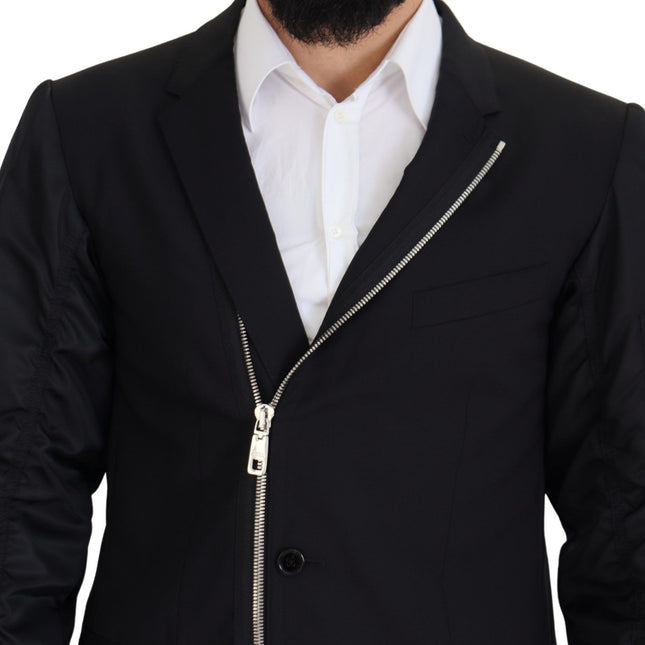 Dolce & Gabbana Black Wool Full Zip Long Sleeves Jacket