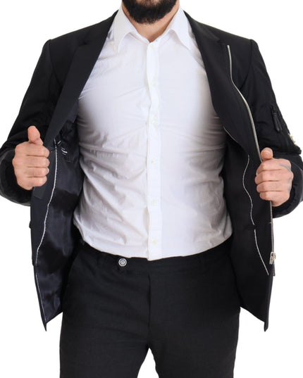 Dolce & Gabbana Black Wool Full Zip Long Sleeves Jacket