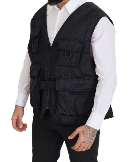 Dolce & Gabbana Black Nylon Full Zip Sleeveless Jacket
