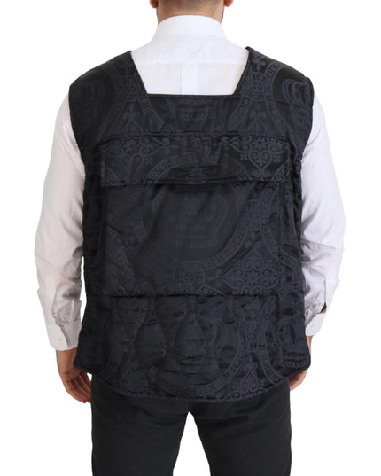 Dolce & Gabbana Black Nylon Full Zip Sleeveless Jacket