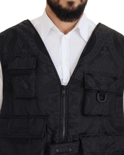 Dolce & Gabbana Black Nylon Full Zip Sleeveless Jacket