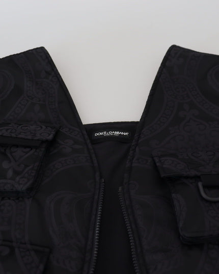Dolce & Gabbana Black Nylon Full Zip Sleeveless Jacket