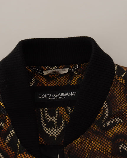 Dolce & Gabbana Brown Feather Full Zip Blouson Jacket