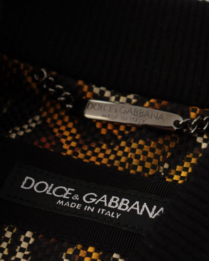 Dolce & Gabbana Brown Feather Full Zip Blouson Jacket