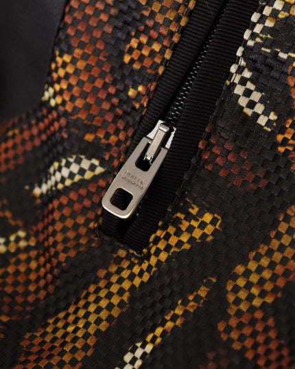 Dolce & Gabbana Brown Feather Full Zip Blouson Jacket