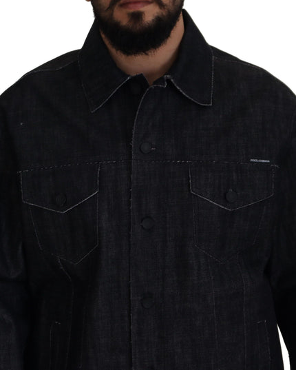 Dolce & Gabbana Black Cotton Full Button Denim Jacket