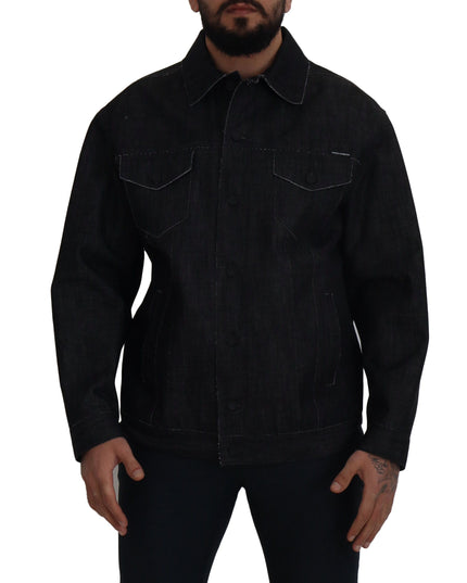Dolce & Gabbana Black Cotton Full Button Denim Jacket