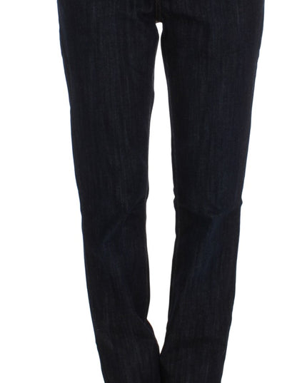 Cavalli Blue Cotton Straight Fit Stretch Jeans