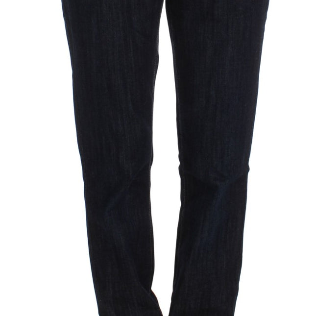 Cavalli Blue Cotton Straight Fit Stretch Jeans