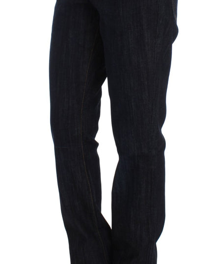 Cavalli Blue Cotton Straight Fit Stretch Jeans