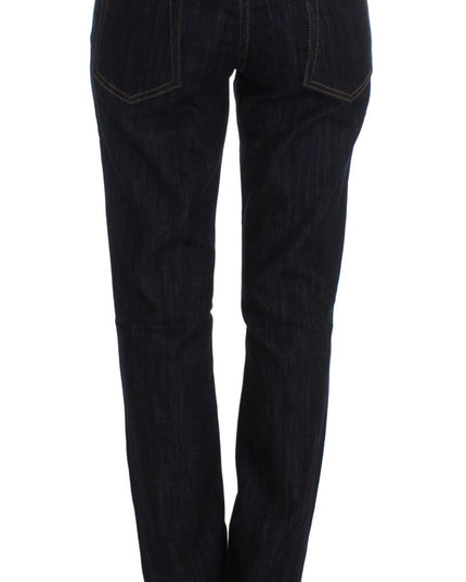Cavalli Blue Cotton Straight Fit Stretch Jeans