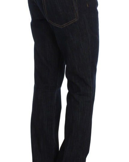 Cavalli Blue Cotton Straight Fit Stretch Jeans