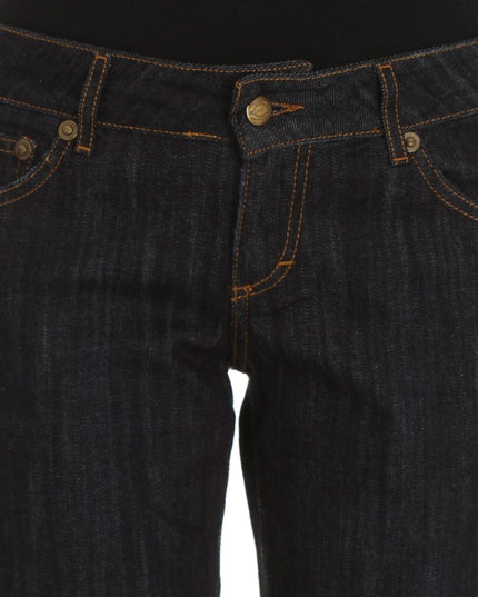 Cavalli Blue Cotton Straight Fit Stretch Jeans