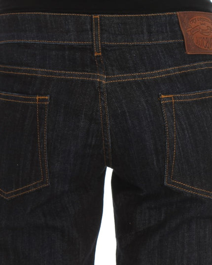 Cavalli Blue Cotton Straight Fit Stretch Jeans