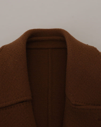 Dolce & Gabbana Brown Nylon Double Breasted Coat Jacket