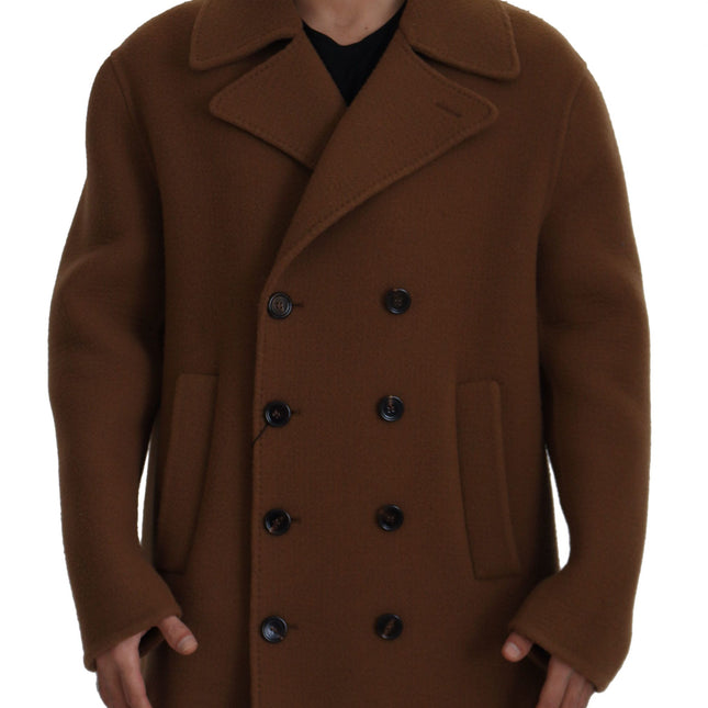Dolce & Gabbana Brown Nylon Double Breasted Coat Jacket
