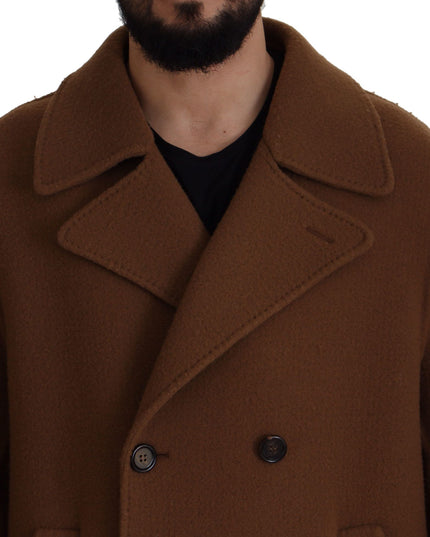 Dolce & Gabbana Brown Nylon Double Breasted Coat Jacket