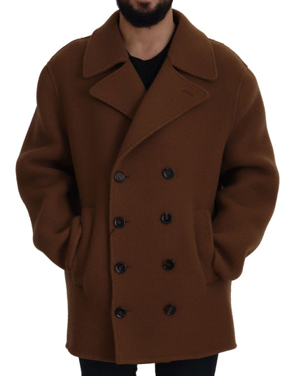 Dolce & Gabbana Brown Nylon Double Breasted Coat Jacket