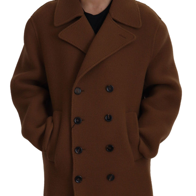 Dolce & Gabbana Brown Nylon Double Breasted Coat Jacket