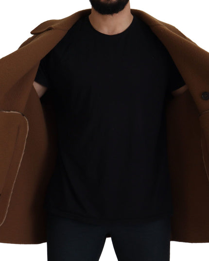 Dolce & Gabbana Brown Nylon Double Breasted Coat Jacket