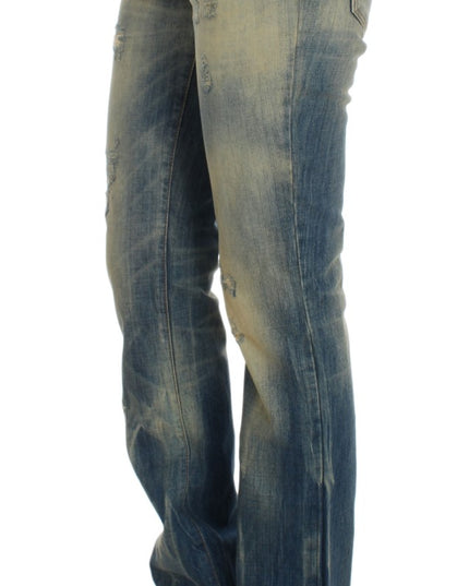 Cavalli Blue Wash Cotton Slim Fit Bootcut Jeans
