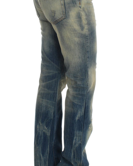 Cavalli Blue Wash Cotton Slim Fit Bootcut Jeans