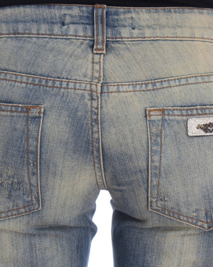 Cavalli Blue Wash Cotton Slim Fit Bootcut Jeans