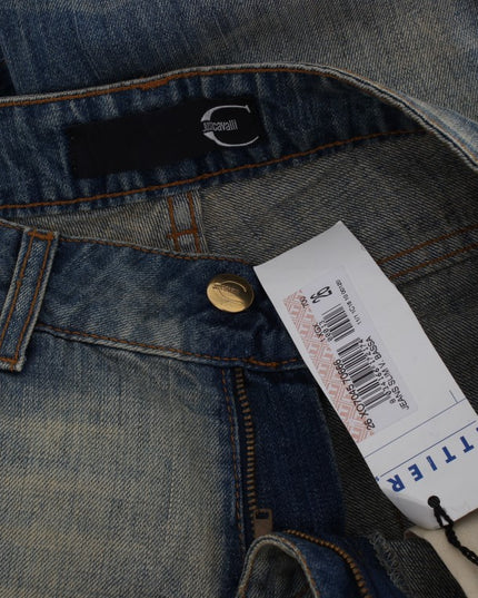 Cavalli Blue Wash Cotton Slim Fit Bootcut Jeans