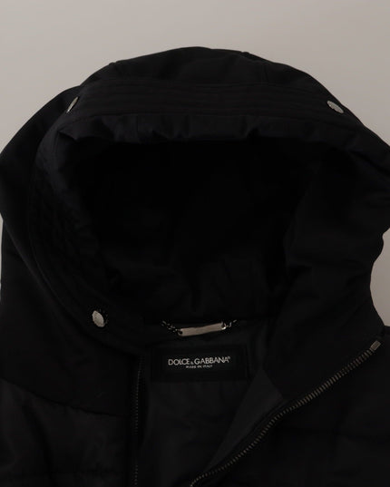 Dolce & Gabbana Black Nylon Hooded Parka Coat Winter Jacket
