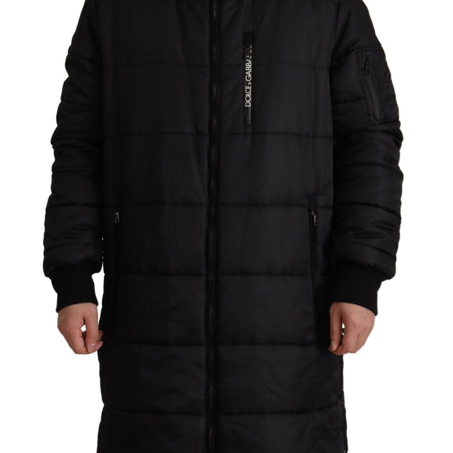 Dolce & Gabbana Black Nylon Hooded Parka Coat Winter Jacket